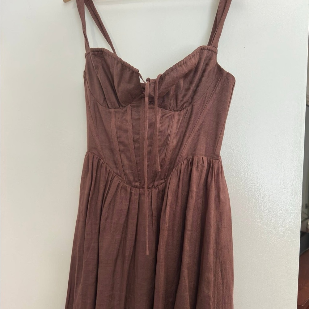Bardot Brown Buttoned Midi Sundress